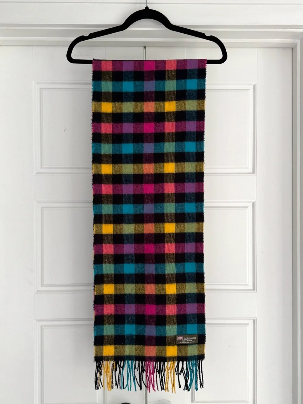Colorful Plaid 100% Cashmere Scarf - Made in Scotland